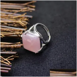 Pierścień Pierścień Atural Stone Square Regulowany tygrys Oko Opal Pink kwarc Lapis Purple Rose Crystal Wedding Desla