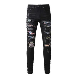 مصمم للرجال جينز جينز أزياء ممزق Jean Mens دراجة نارية Slim Fit Awear Breansers High Street Hip Hop dutded Destroyed Buantrsr1