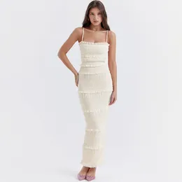 Hochwertiges Sommer-Maxi-Hochzeits-Brautkleid, elegantes, formelles, beiges, schmales Party-Even-Kleid für Damen