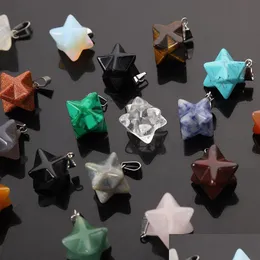 Charms 14Mm Merkaba Esagramma Stella Qaurtz Chakra Pietra Energia Guarigione Reiki Sculture Di Cristallo Ciondolo Per Gioielli Che Fanno Consegna Di Goccia Dhkgh