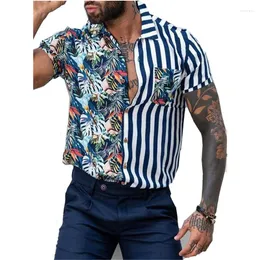 Camicie casual maschile 2023 Summer Trendyol Mens Vintage Hawaiian Shirt Patchwork Shirt Short Short Hawaii Beach per uomini Camisa Palmeiras