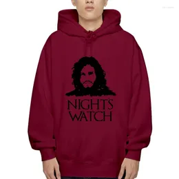 Hoodies masculinos Hoodi RELÓGIO DE NOITE Casacos masculinos COOL GAME OF SNEW DIREWOLF JON THRONES Hoodys GIF IDEA