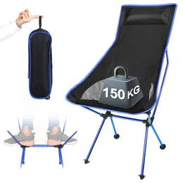 Lägermöbler Portable Folding Chair Outdoor Camping Travel Fishing 150 kg Maxload BBQ Home Office Seat Moon 230701