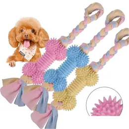 Dog Toys Chews Pet Cotton Knot Rope Molar Stick Bone Type Bite Resistant Puppy Interactive Tpr Training Cleaning Teeth Drop Delive Dheap