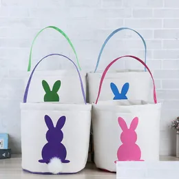 Autres fournitures de fête de fête Paniers de lapin de Pâques Bricolage Oreilles de lapin en toile de jute Sacs Mettre des œufs Stockage Jute Panier en lin Drop Delivery Home Dhrud