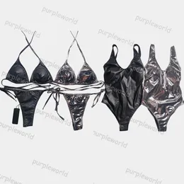 Costume da bagno estivo in tinta unita Sexy Fashion Womens Design Backless Reflective Bikini Vacation Beach Set in due pezzi