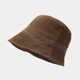 Printemps automne coton couleur unie seau chapeau pêcheur chapeau extérieur voyage casquette pour fille et femmes 211