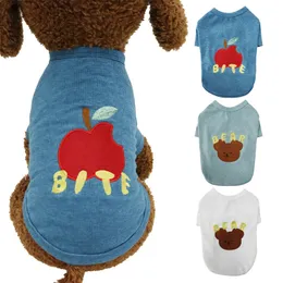 Dog Shirts Pet Embroidery Clothes with Little Bear Pattern Summer Cotton Pet T Shirts Cool Puppy Shirts Breathable Dog Outfit Soft Dog Sweatshirt for Dogs Cats S A763