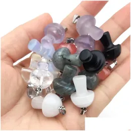 Charms glas sten snidning svamp form hänge reiki healing crystal quartz för kvinnor smycken gör grossist droppleverans hitta dhnot