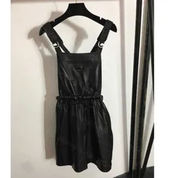 23ss abbigliamento da donna firmato abiti estivi vestito da donna con cerniera grande tasca elastico in vita vestito con cinturino 100% gonna di pelle di pecora importata abbigliamento donna a1