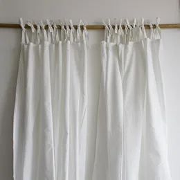 Feeding Modern Linen Curtain Tie Top Home Decor Partition Drape White Curtains for Living Room Simple Solid Curtain for Bedroom Drapes