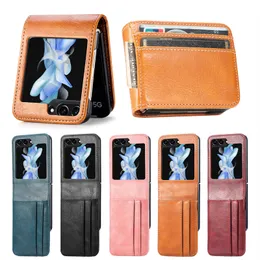 Fashion Slim PC Case Protective Leather for Samsung Galaxy Z Flip 5 Flip4 Flip3 Flip2 Picture Frame Card Slot Shell