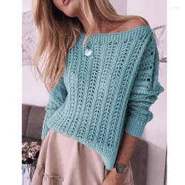 Damenpullover QINJOYER Frauen Strickpullover Pullover Langarm Casual Hollow Out Frühling Herbst Solid Mohair