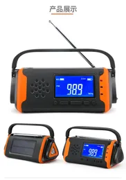 Högtalare Emergency Solar Hand Crank Weather Radio 4000mAh Power Bank Charger Flash Light Aux Talare Outdoor Survival