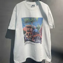 مصمم أزياء الملابس المحملات tshirts Kith 23ss الشهر الأسود فني اللوحة تي شيرت الطرف المتوسط ​​القطن الشارع الشارع