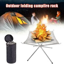 Fällbar brasa utrustning utomhus camping brinnande rack