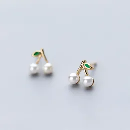 Örhängen MloveAcc Elegant Natural Pearl Cherry Guld Färg 925 Sterling Silver För Kvinnor Jubileum Mode Smycken Söt Gi