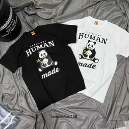 Camisetas masculinas Human Made China Limited Panda Eating Bamboo T-shirt de manga curta Cilindro de algodão comum