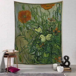 Tapissries Garden Path Tapestry Wall Hanging Van Gogh Oil Målning Abstract Mystic Living Room Bedroom Decor