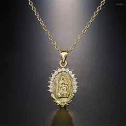 Hänge Halsband Cmoonry Partihandel Guld Färg Koppar Kristna Smycken För Kvinnor 2023 Trendiga Söta Virgin Mary Halsband Drop