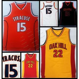 #22 Oak Hill Lisesi Jersey Carmelo Anthony #15 Syracuse College Basketbol Forması Erkekler turuncu beyaz sarı