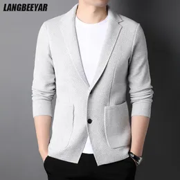 Suéter masculino de lã de alta qualidade 5 marca moda malha estilo coreano cardigan masculino slim fit suéter casual casaco sólido jaqueta roupas masculinas 2023 230703