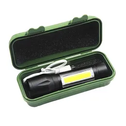 Aluminiowa mini kolbie zoomabilne latarka USB ładowna światła pochodnia zewnętrzna lampa inspekcji awaryjnej