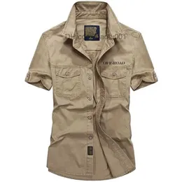 Мужские повседневные рубашки военные рубашки с коротким рукавами мужская армия излишка быстрое дышащее летнее грузовое карман плюс размер Camisa Social Masculina Z230705