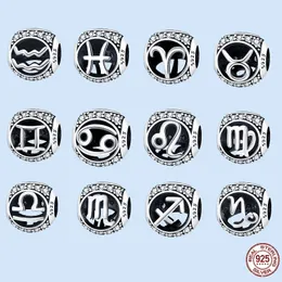 925 sterling Silver Charms for Pandora Jewelry Beads Constellations Aquarius Charms Bead Fit