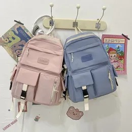 Torby szkolne Torby szkolne dla nastoletnich dziewcząt Plecaki szkolne Kobiety Nylonowe torby na książki Miękkie solidne multi-pocket Student Schoolbag Plecak na laptopa 230703