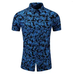 Camisas casuais masculinas moda coreana flor havaí praia manga curta blusa estampada 2023 roupas de verão tamanho grande