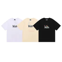 مصمم أزياء الملابس المحملات Tshirts العلامة التجارية KithbegoniaFloral Serif ee عالية الجودة غزل مزدوج القطن النقي الأكمام قصيرة الأكمام للرجال والنساء القطن s