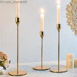 Candle Holders 3Pcs Metal Candle Holders Nordic stick Golden Wedding Stand Bar Party Living Room Table Candelabra Home Decoration Z230704