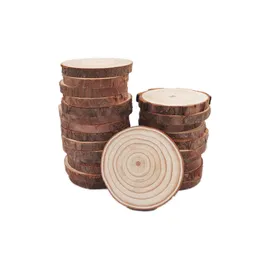 Crafts 100pcs 56 cm naturalne plastry drewna okrągłe rustykalne płyty na ślubne stolik urodzinowy