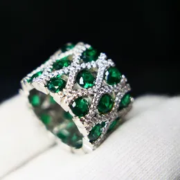 Ringar band ringar kqdance skapade ädelsten smaragd tanzanite safir rubin ring med greenbluered sten 18k vita guldpläterade smycken för