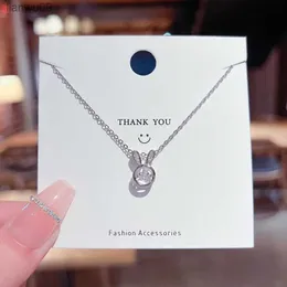Stainless Steel Cute Bunny Pendant Necklace for Women Fashion Luxury Rabbit Zirconia Choker Necklaces Female Jewelry Gifts L230704