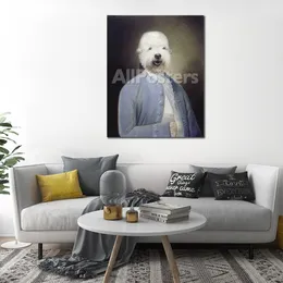 Hundporträtt Oljemålningar Sir Robert Canvas Art Handmålade av hög kvalitet för nya husväggar