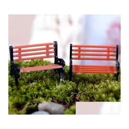 Garden Decorations Crafts 50Pcs Mini Modern Park Benches Miniature Fairy Miniatures Accessories Toys For Doll House Courtyard Decora Dhocf