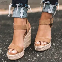 2022 nuove scarpe da donna sandali con plateau donna comode zeppe tacchi alti pompe sandali espadrillas estate femminile taglie forti 43 L230704