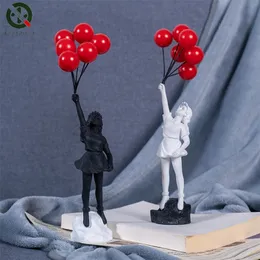 Dekorativa föremål Figuriner Flygande ballong Flickafigur Heminredning Banksy Modern konst Skulptur Hartsfigur Hantverk Dekoration Samlarfigur 230703