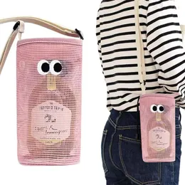 Storage Bags Sports Water Bottles Pouch Bag Cute Big Eye Travel Bottle Mesh Carrying Adjustable Jugs Sleeve