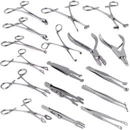 Navel Bell Button Rings 1PC Professional Steel Puncture Tool Opening Closing Needle Ball Clamp Plier Different Shape Tweezers Piercing Kits 230703