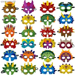 24 Stück Dinosaurier-Partymasken aus Filzmaterial, Dino-Partyzubehör, Dekoration, verschiedene Arten für Halloween, Weihnachten, Geburtstag, Party, L230704