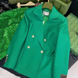 Designer-Blazer für Damenanzüge, modisches und stilvolles Temperament, kompetent, stimmungsvoller Pendelverkehr, zweireihiger Aufnäher, elegante grüne Anzugjacke 38GQ