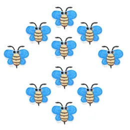 10 pcs blue bee patches insect badges for clothing iron embroidered patch applique iron on patches sewing accessories for clothes2755