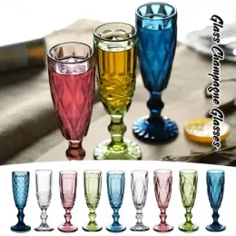 150ml Vintage Embossed Red Wine Glass Goblet Red Wine Juice Cups Wedding Party Champagne Flutes Goblet For Bar Restaurant Home 48pcs/ctn
