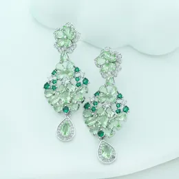 2023 New Fashion Flower Micro Inlaid Zircon Dangle Earrings Noble Women Cute Exquisite 3A Zircon s925 Silver Earrings Charming Female Luxury Earrings Jewelry Gift