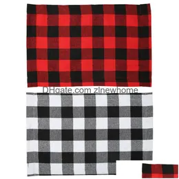 Ozdoby choinkowe Buffalo Plaid Podkładki Czerwony I Czarny Bieżnik Na Wakacje W Domu Nowy Rok Jk2009Xb Drop Delivery Garden Fes Dhdki