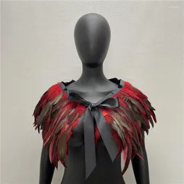 Halsdukar Gotisk fjädersjal Rycker på axlarna för kvinnor Punk Fake Collar Shoulder Cape Cosplay Shrug Accessoarer