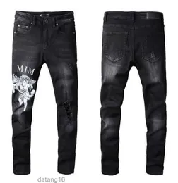 Erkek tasarımcı kot pantolon yok sıska amirri erkekler için yırtık pantolonlar